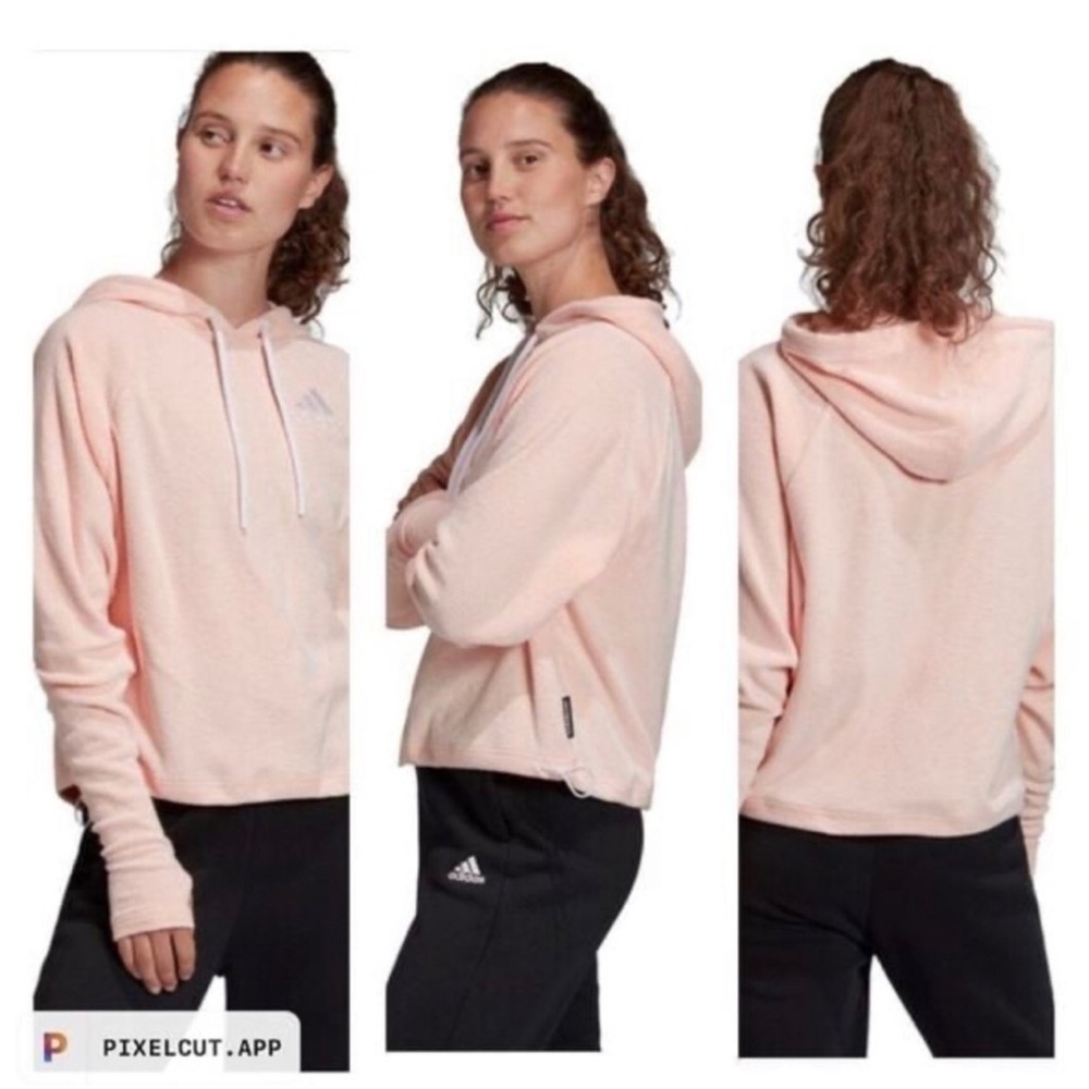 NWT Adidas Women’s Hazcor & Whtmel Coral/White Hoodie Size Medium - Picture 1 of 6